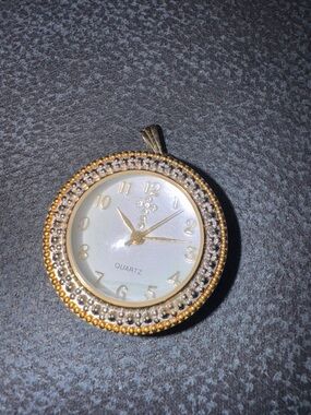 Vintage necklace locket watch Gold-Tone Crystal Accent Women's Pendant Watch
